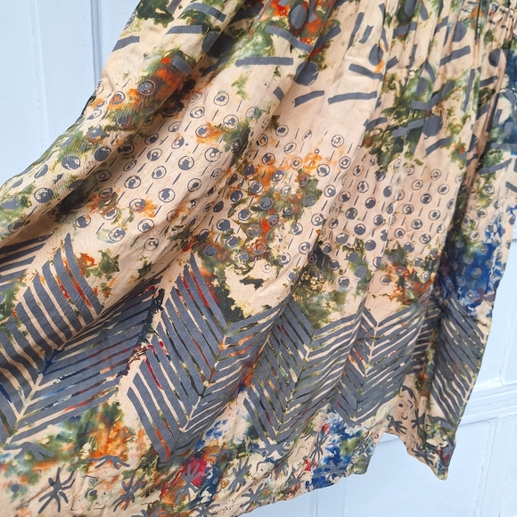 Camo Dress Camoflage Painted Tribal Batik Abstract Vintage Retro Dress 90s 80s - Picture 3 of 16